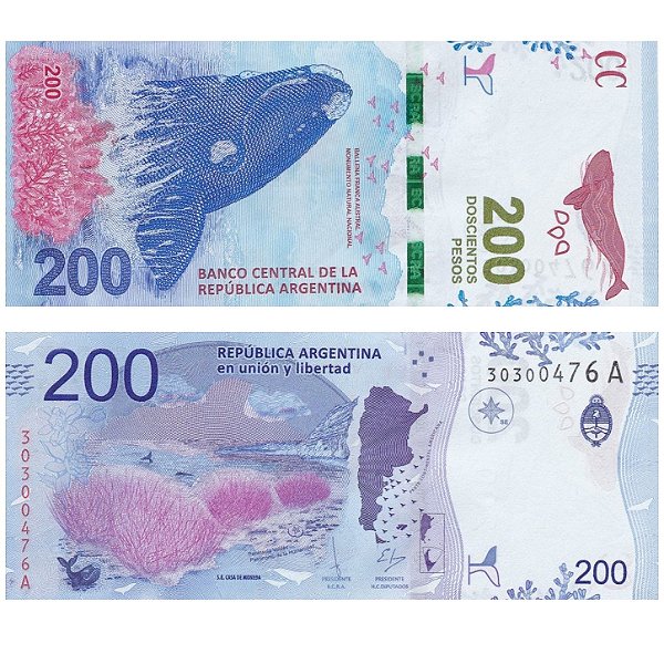 Argentina - Cédula de 200 Pesos 2016 - P-364a - Baleia Franca Austral / Rara - FE