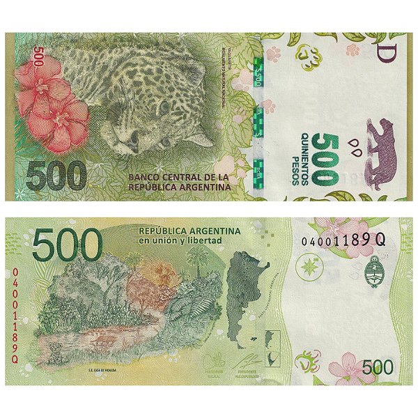 Argentina - Cédula de 500 Pesos 2019 - P-365c - Yaguareté / Rara - FE