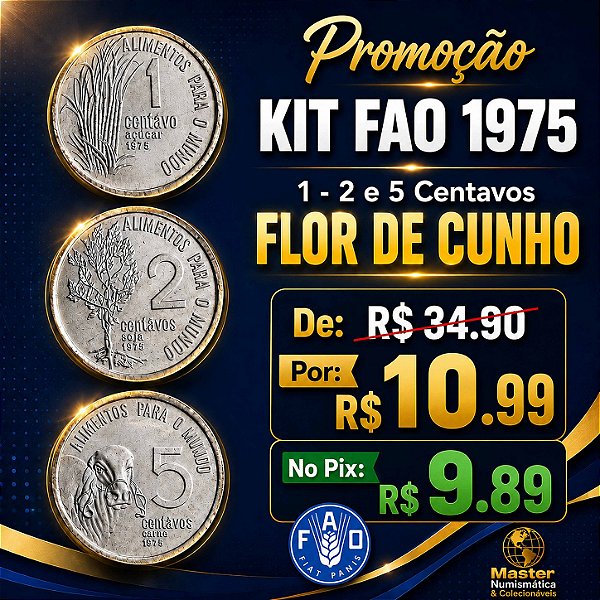 Promoção - KIT FAO 1975 Completo - V-325/329/333 - Flor de Cunho