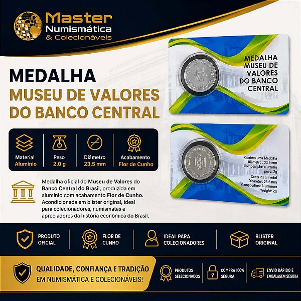 Blister com a Medalha Museu de Valores do Banco Central - Flor de Cunho