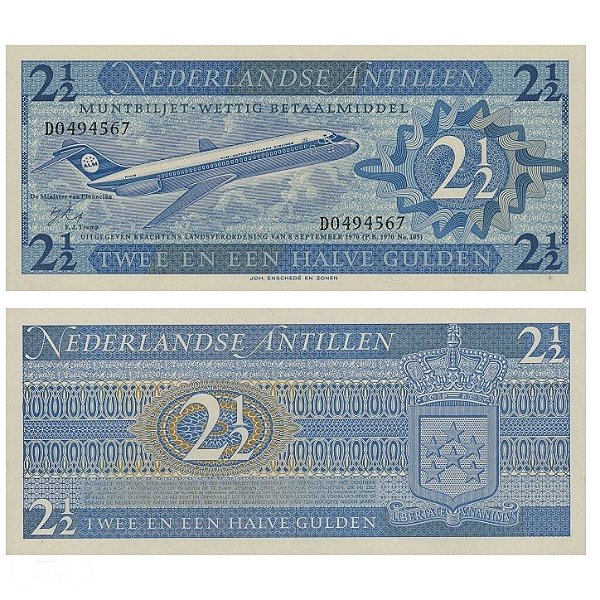 Antilhas Holandesas - Cédula de 2 1/2 Gulden 1970 - P21a - Rara / FE