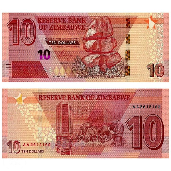 Zimbabwe - Cédula de 10 Dollars 2020 - P-103a - Hibrida - FE