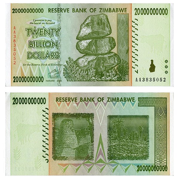 Zimbabwe - Cédula Original de 20 Bilhões de Dollares 2008 - P-86a - Rara - FE