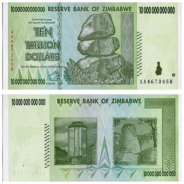 Zimbabwe - Cédula Original de 10 Trihões de Dollares 2008 - P-88a - Rara - FE