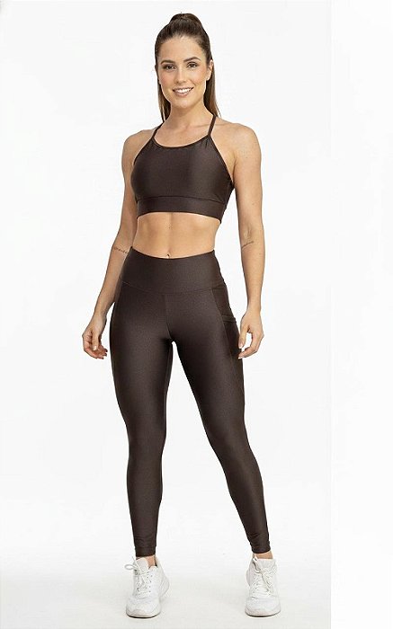 Conjunto Fitness Legging com Bolsos e Top Speed