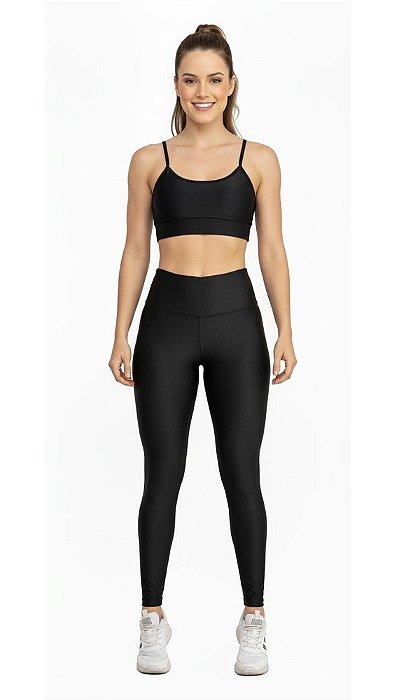 Conjunto Fitness Legging e Top Básico com Brilho