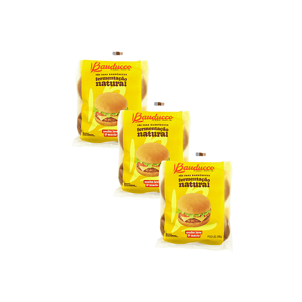 PÃO DE HAMBURGUER BAUDUCCO 200G - KIT 03 UNIDADES