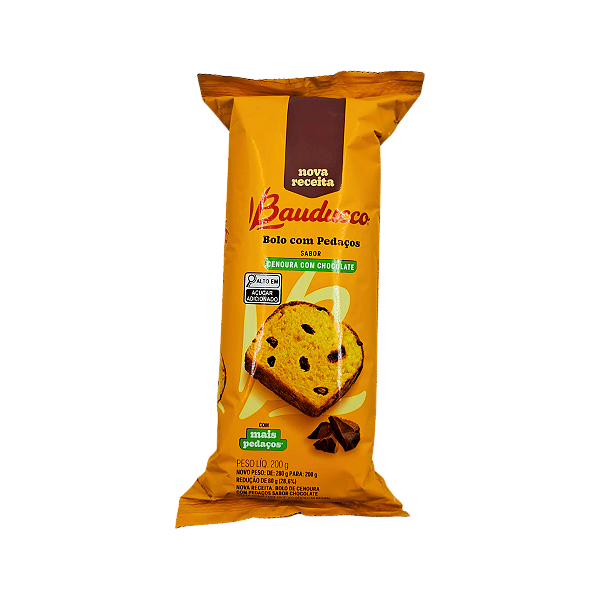 BOLO CENOURA C/ PEDAÇOS DE CHOCOLATE BAUDUCCO 200g - KIT 2 UN