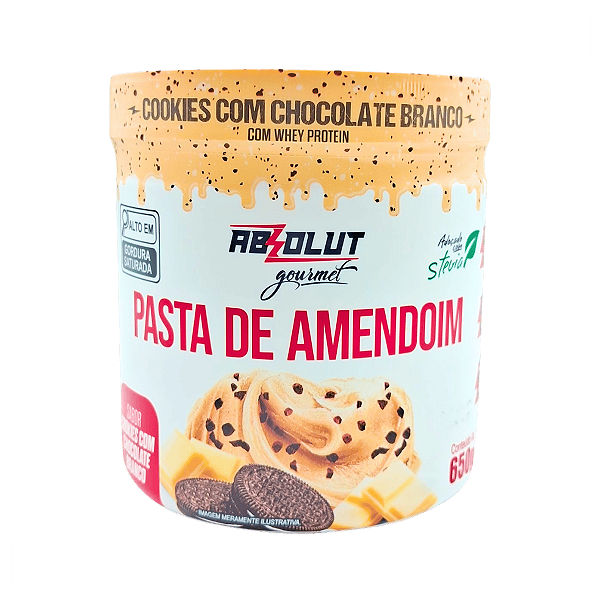 PASTA AMENDOIM SABOR COOKIES COM CHOCOLATE BRANCO 650G ABSOLUT