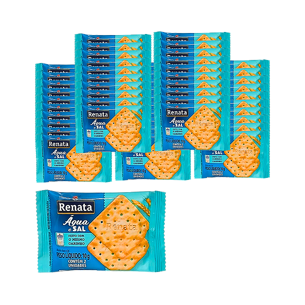 BISCOITO SACHE AGUA E SAL 10G RENATA - KIT 50 UN
