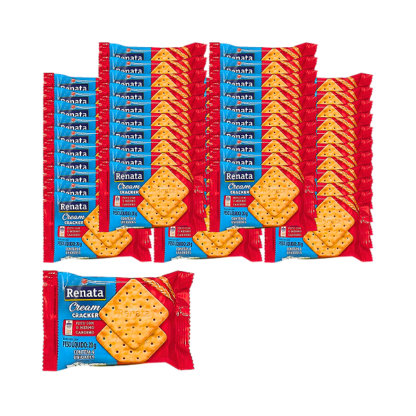 BISCOITO CREAM CRACKER 20G RENATA - KIT 50 UN