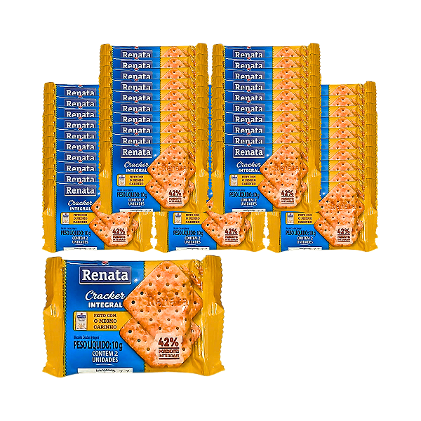 Biscoito Cream Cracker Integral Renata - Kit com 50 Unidades de 10g