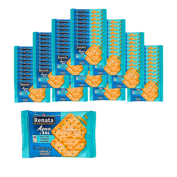 Biscoito Sabor Água e Sal Renata - Kit com 100 Unidades de 10g