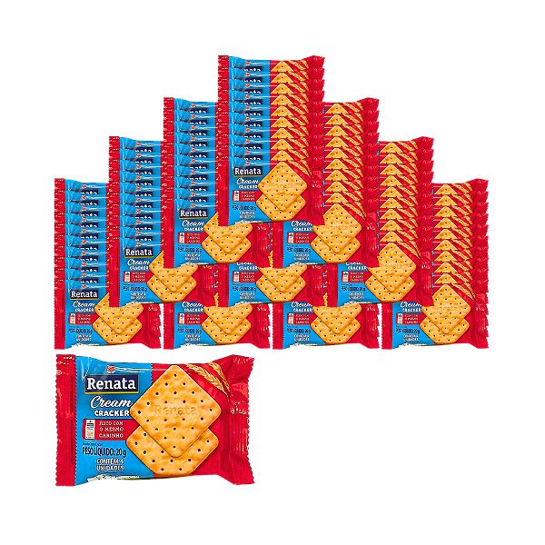 Biscoito Cream Cracker Renata - Kit 100 Unidades de 20g