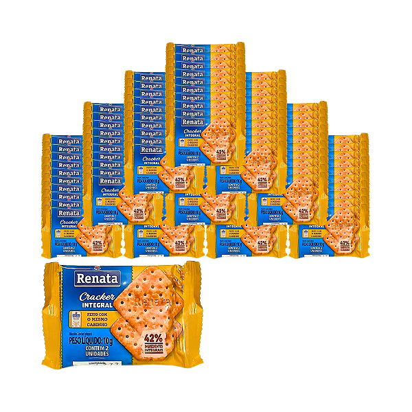 Biscoito Cream Cracker Integral Renata - Kit com 100 Unidades de 10g