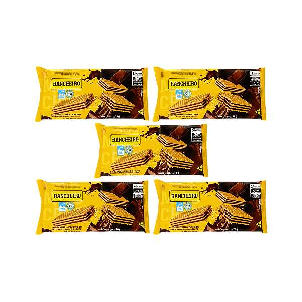 Wafer Chocolate Vegano e Zero Lactose Rancheiro - Kit com 5 Unidades