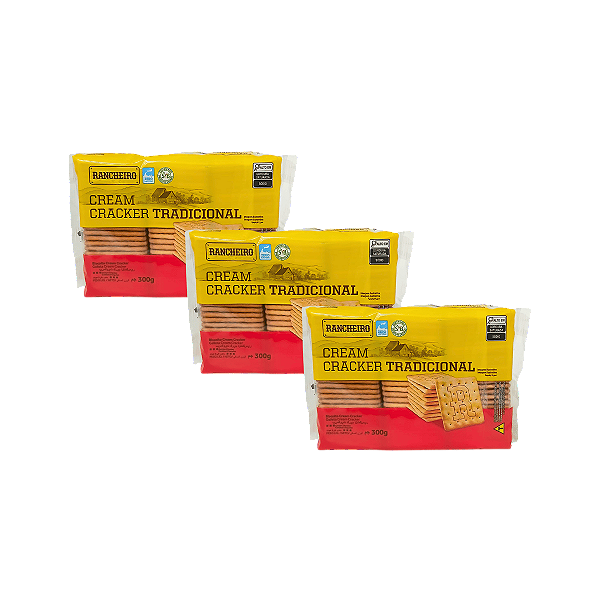 CREAM CRACKER TRADICIONAL 300G RANCHEIRO - KIT 3 UNIDADES