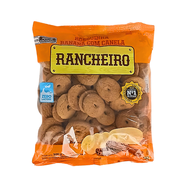 ROSQUINHA BANANA COM CANELA ZERO LACTOSE 300G RANCHEIRO