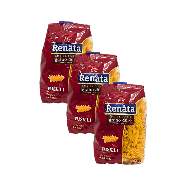 Macarrão Fusilli de Grano Duro 500g Renata - Kit 3 Unidades