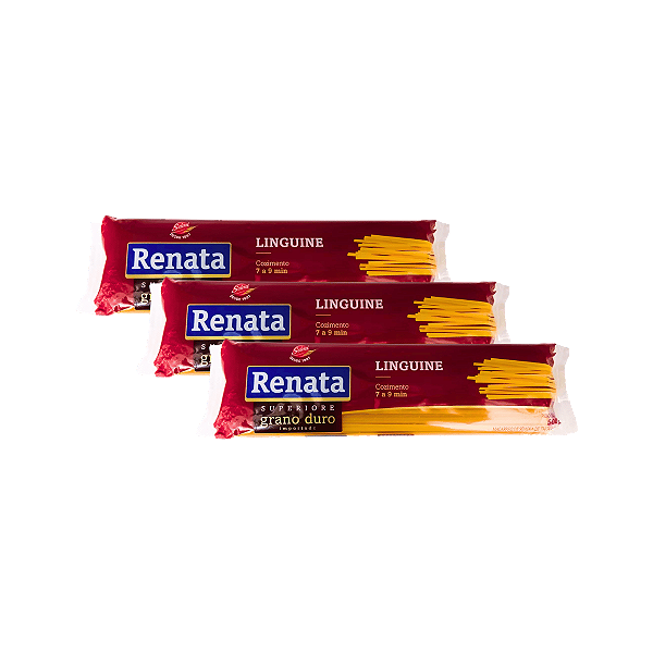 Macarrão Linguine de Grano Duro 500g Renata - Kit 3 Unidades