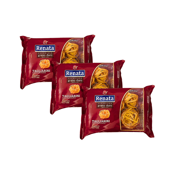 Macarrão Tagliarini Texturizada de Grano Duro 200g Renata - Kit 3 Unidades