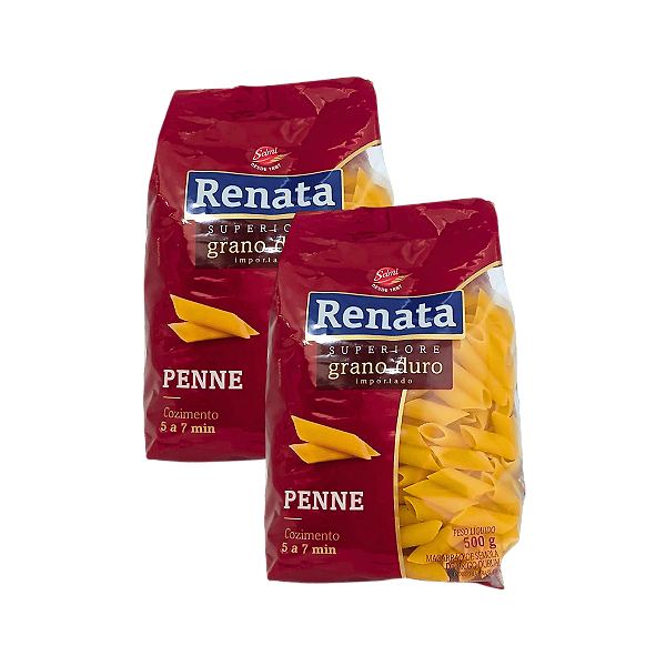 Macarrão Penne de Grano Duro 500g - Kit 2 Unidades Renata