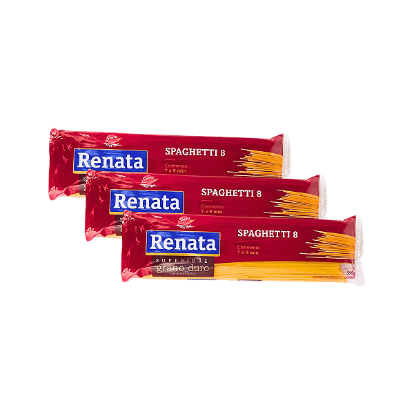 Macarrão Spaghetti 8 de Grano Duro 500g Renata - Kit 3 Unidades