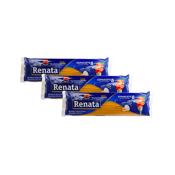 Macarrão Espaguete 8 com Ovos 500g Renata - Kit 3 Unidades