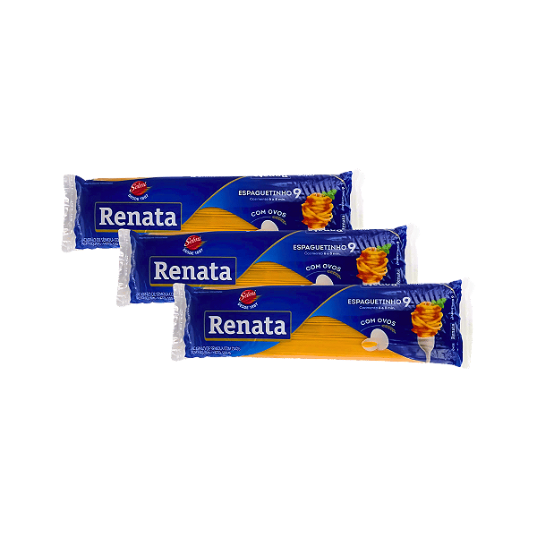 Macarrão Espaguetinho 9 com Ovos 500g - Kit 3 Unidades Renata