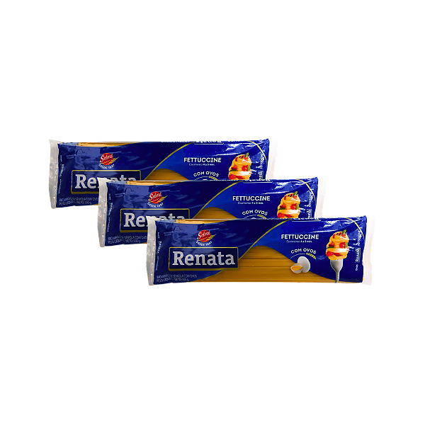 Fettuccine com Ovos 500g - Kit 3 Unidades Renata