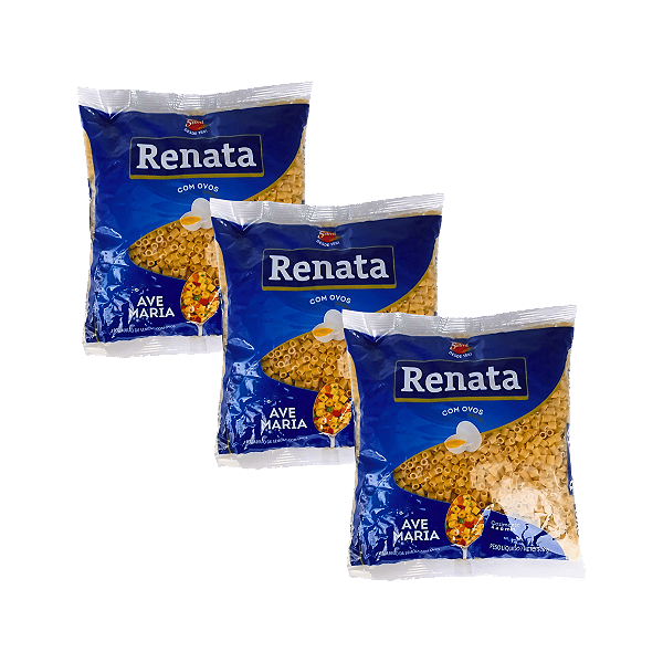 Macarrão Ave Maria com Ovos 500g - Kit 3 Unidades Renata