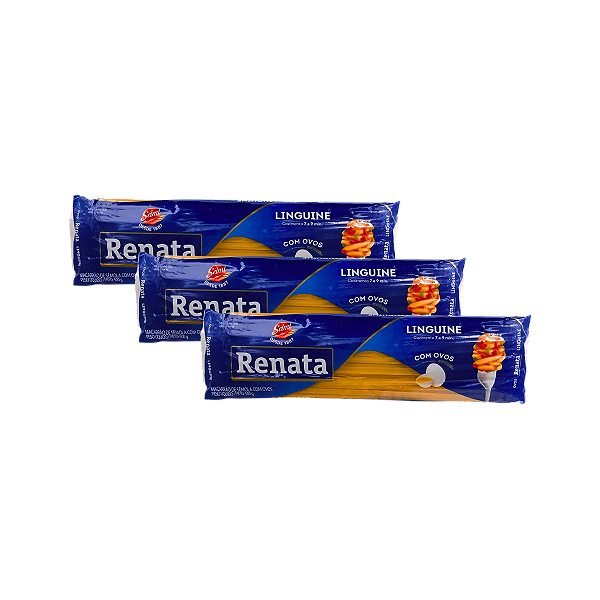 Macarrão Linguine com Ovos 500g Renata - Kit 3 Unidades