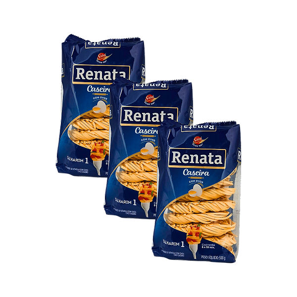 Macarrão Talharim 1 com Ovos Caseira Renata 500g - Kit 3 Unidades