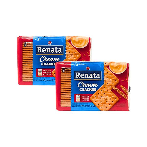 Biscoito Cream Cracker 360g Renata - Kit 2 Unidades