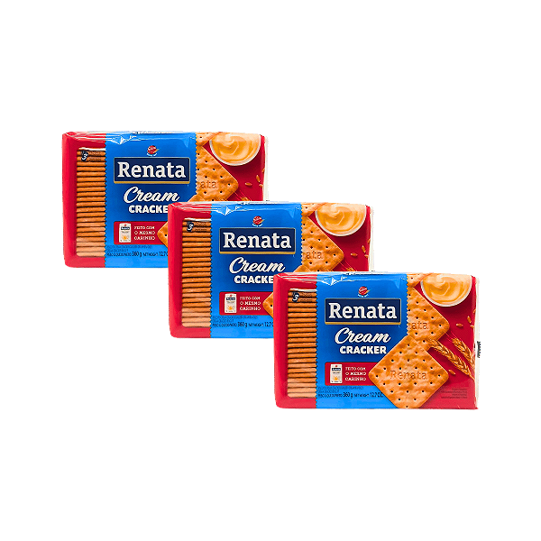 Biscoito Cream Cracker 360g Renata - Kit 3 Unidades
