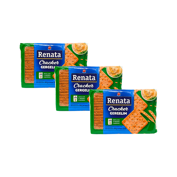 Biscoito Cracker Gergelim 360g Renata - Kit 3 Unidades