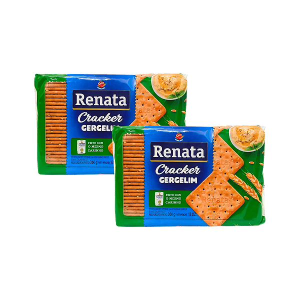 Biscoito Cracker Gergelim 360g Renata - Kit 2 Unidades