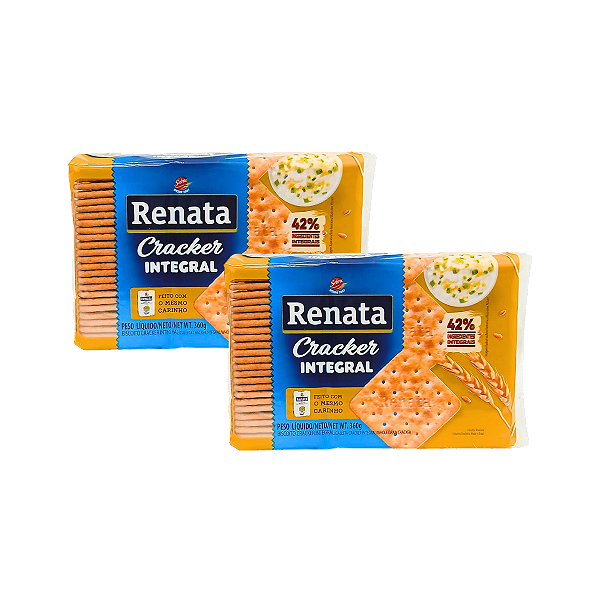 Biscoito Cracker Integral Renata - Kit 2 Unidades de 360g