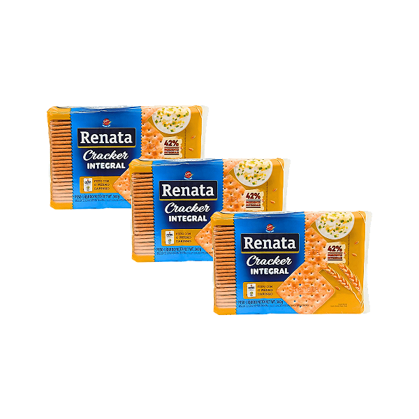 Biscoito Cracker Integral 360g Renata - Kit 3 Unidades