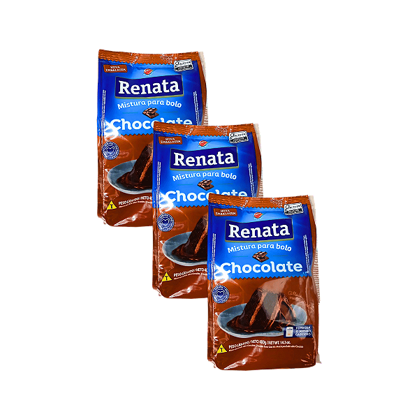 Mistura para Bolo Sabor Chocolate 400g Renata - Kit 3 Unidades