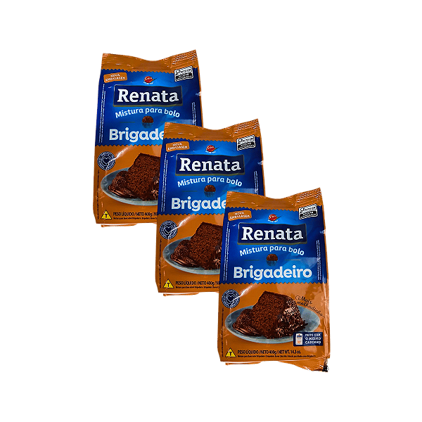 Mistura para Bolo Sabor Brigadeiro 400g Renata - Kit 3 Unidades