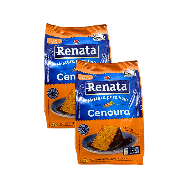 Mistura para Bolo Sabor Cenoura 400g Renata - Kit 2 Unidades