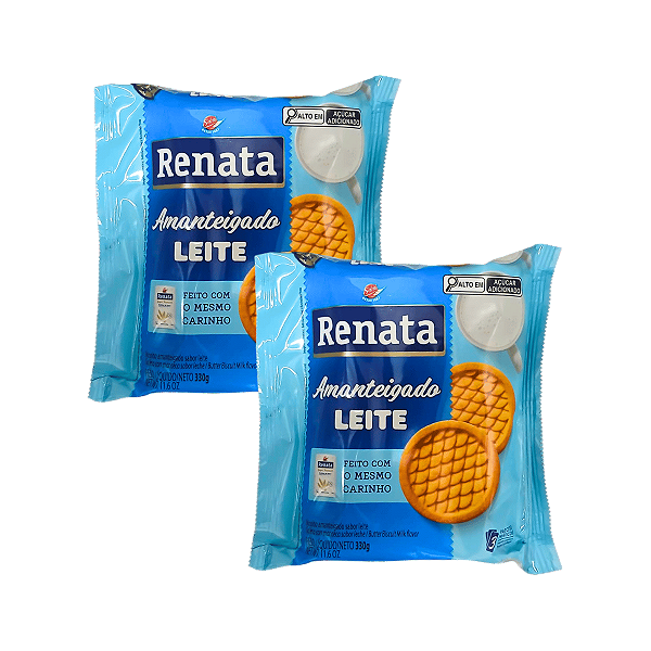 Biscoito Amanteigado Sabor Leite 330g - Kit com 2 Unidades