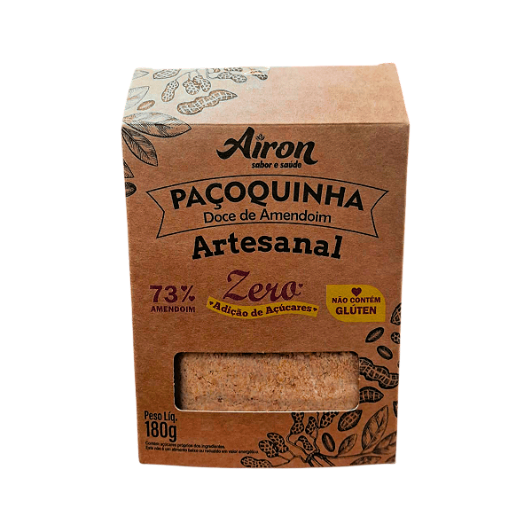 PAÇOQUINHA ARTESANAL ZERO S/ GLUTEN E S/ LACTOSE 180G AIRON