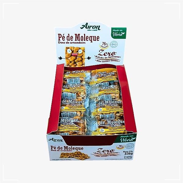 Pé de Moleque Airon Zero Sem Glúten Sem Lactose 14g Kit 24 unidades