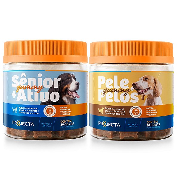 Kit Suplemento para Cães Pele e Pelo + Senior 30 Gomas Cada