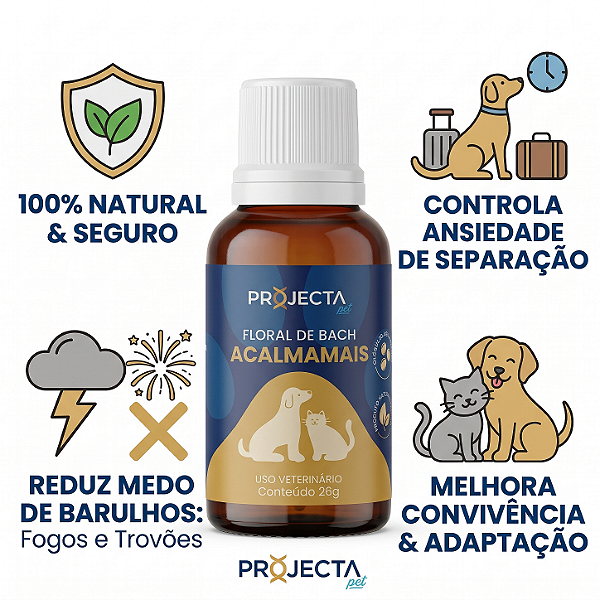 Floral de Bach Para Cães E Gatos Acalmamais Ansiedade Estresse 26g