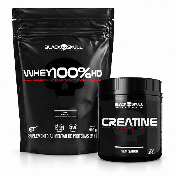 WHEY 100% HD REFIL 900G BLACK SKULL + CREATINE 300G BLACK SKULL