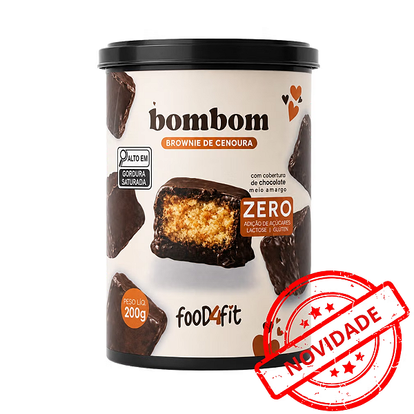 BOMBOM DE CENOURA COM COBERTURA DE CHOCOLATE MEIO AMARGO 200G FOOD4FIT