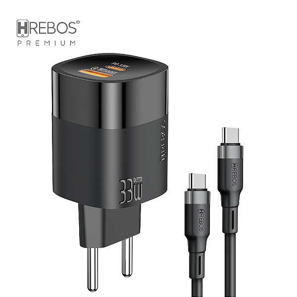 Carregador Quantum - USB-C + Cabo Tipo-C x Typo-C - Preto